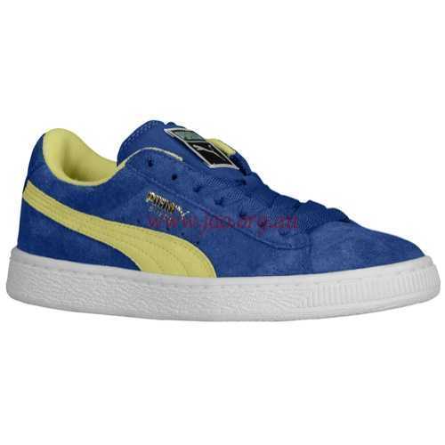 (Monaco Blue/Sunny Lime/Team Gold) Puma Suede Classic Boys' Preschool Australia Shoes - 55110-13